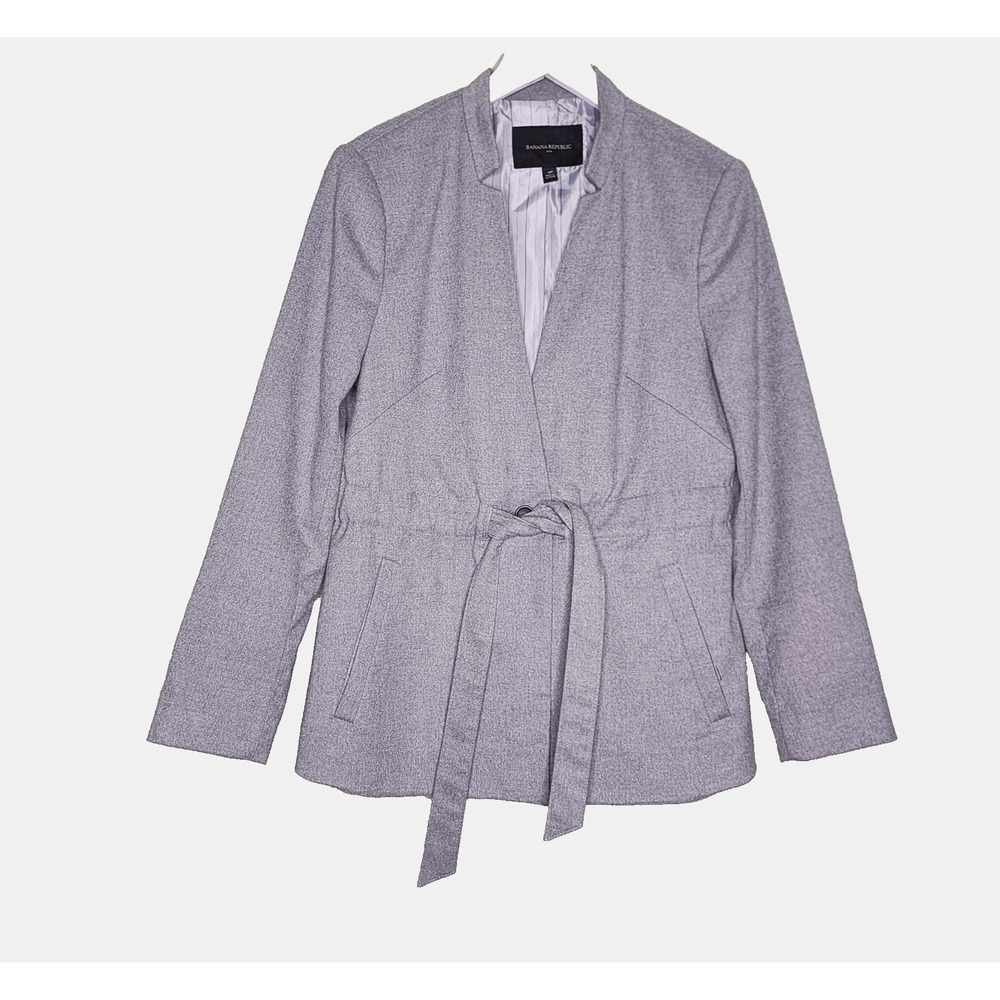 Banana Republic Gray Belted Blazer One Button Lined Office Work Preppy Career 4P